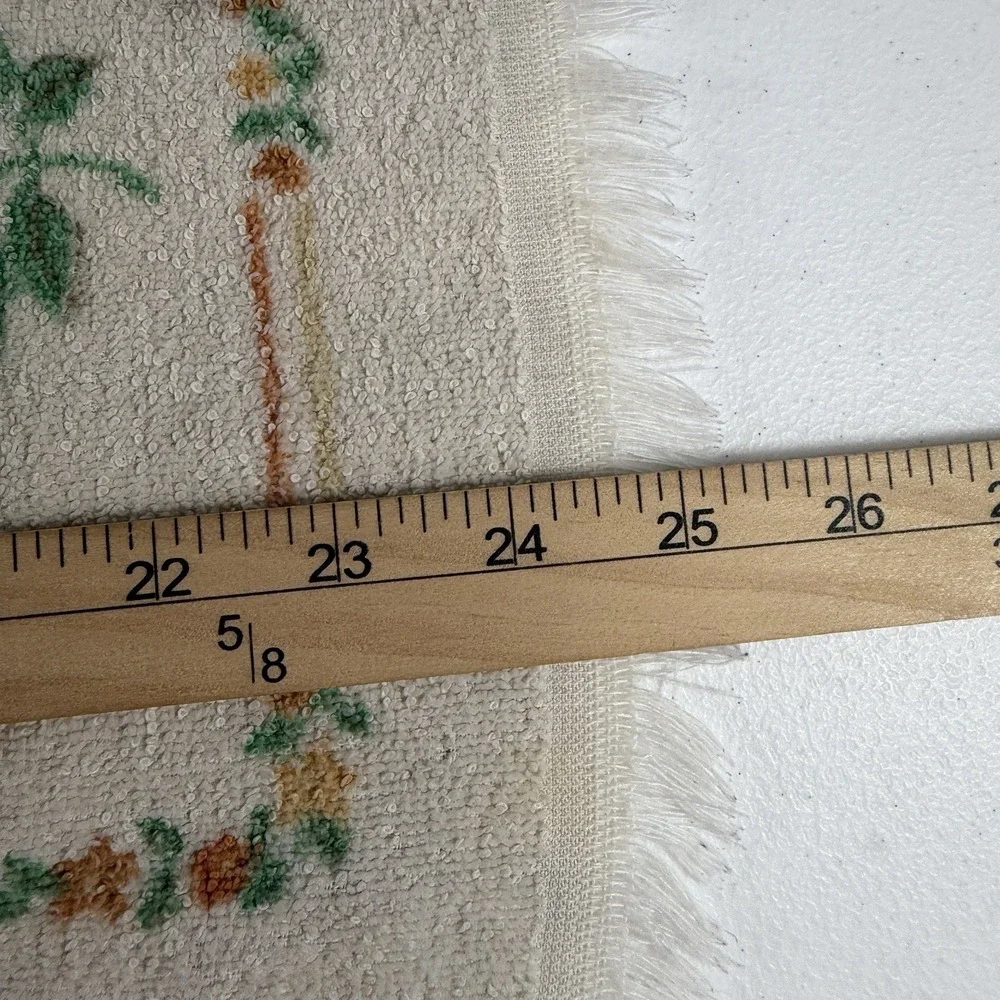 Vintage Retro Mushroom Hand Towels Beige‎ Butterflies Terry Fringe Made In USA